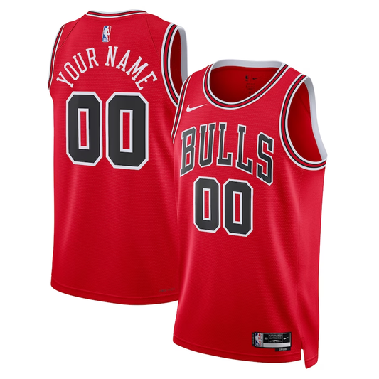 Men's Chicago Bulls Red Swingman Custom Jersey1 - Icon Edition