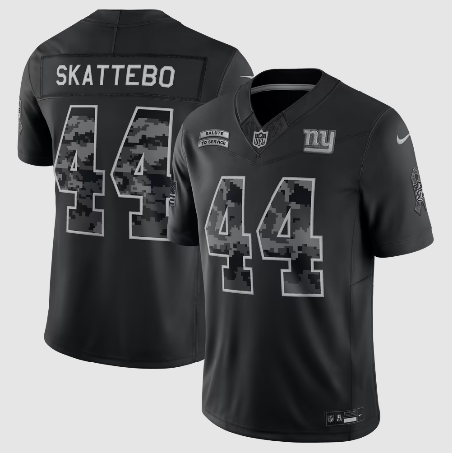 Men's New York Giants Cam Skattebo #44 Black 2026 Salute to Service Stitched Limited Jersey