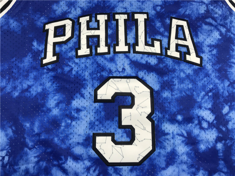 Men's Philadelphia 76ers Allen Iverson #3 Blue Galaxy Swingman Jersey1