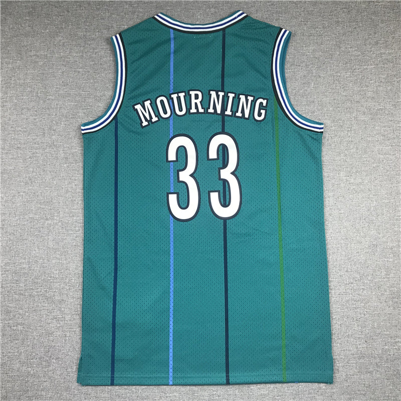 Men's Charlotte Hornets Alonzo Mourning Hardwood Classics Swingman Player jersey1