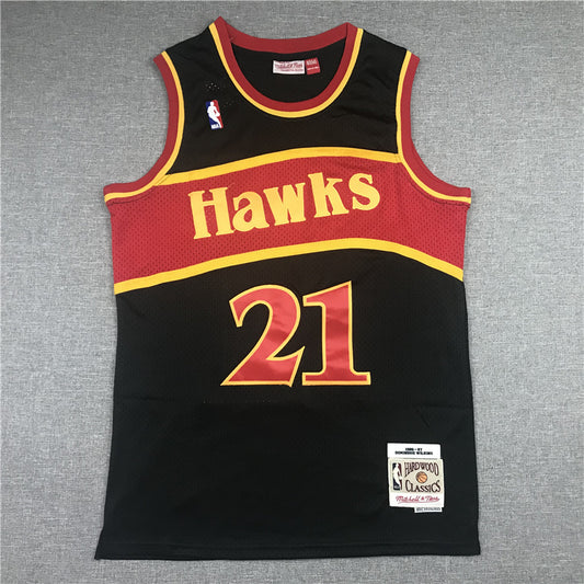 Men's Atlanta Hawks Dominique Wilkins 1986-87 Black Hardwood Classics Swingman Jersey1