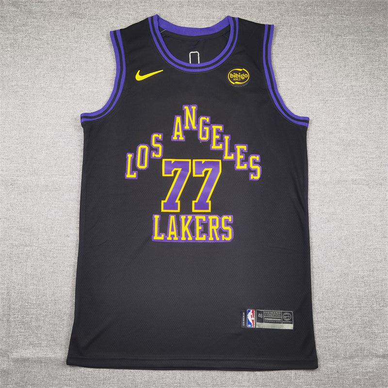 Men's Los Angeles Lakers Luka Doncic #77 Black 2023/24 Swingman Jersey1 - City Edition