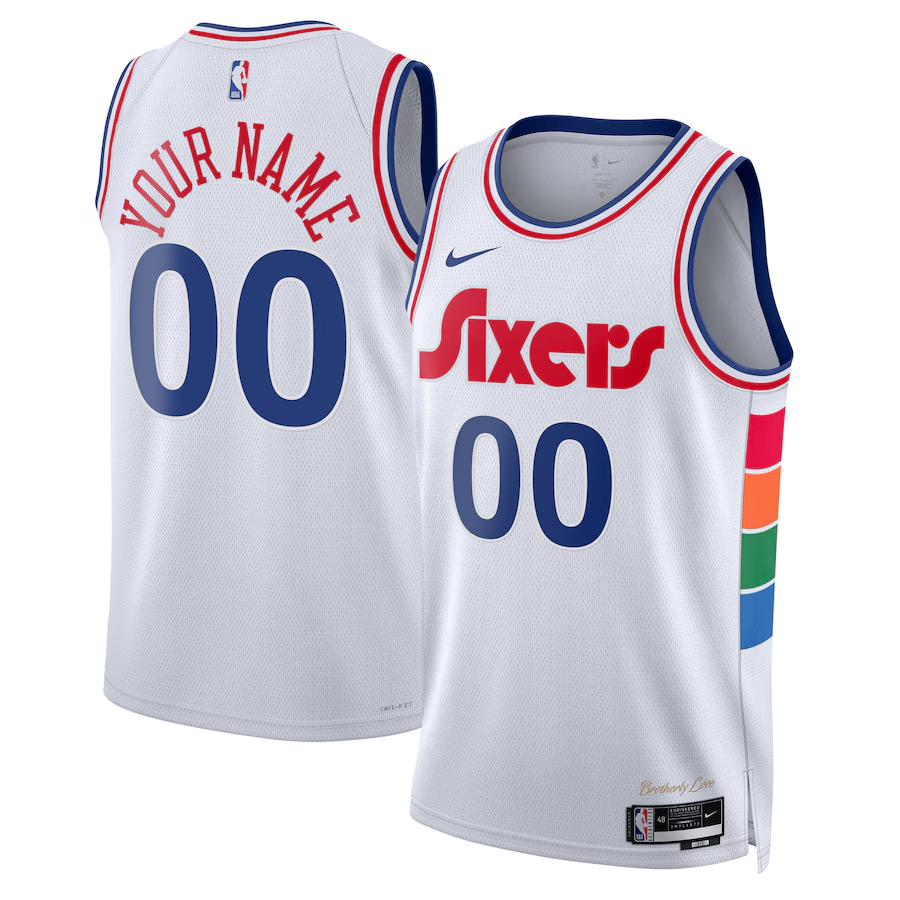 Men's Philadelphia 76ers White 2024/25 Custom Swingman Jersey1 - City Edition