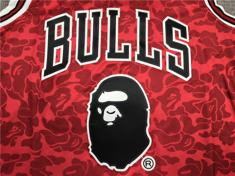 Men's Chicago Bulls Bape #93 Red 1997-98 Hardwood Classics Authentic Jersey1