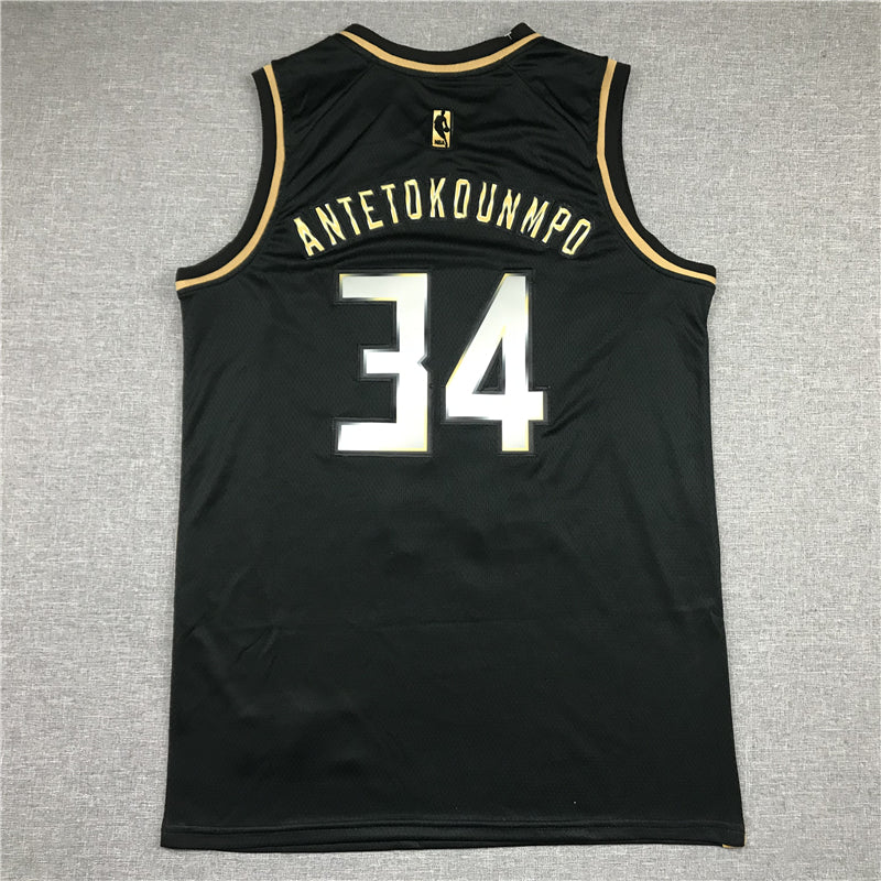 Men's Milwaukee Bucks Giannis Antetokounmpo #34 Black Swingman Jersey1