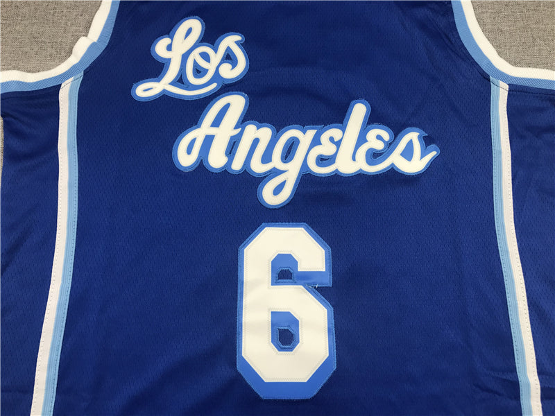 Men's Los Angeles Lakers LeBron James #6 Blue Hardwood Classic Swingman Jersey1