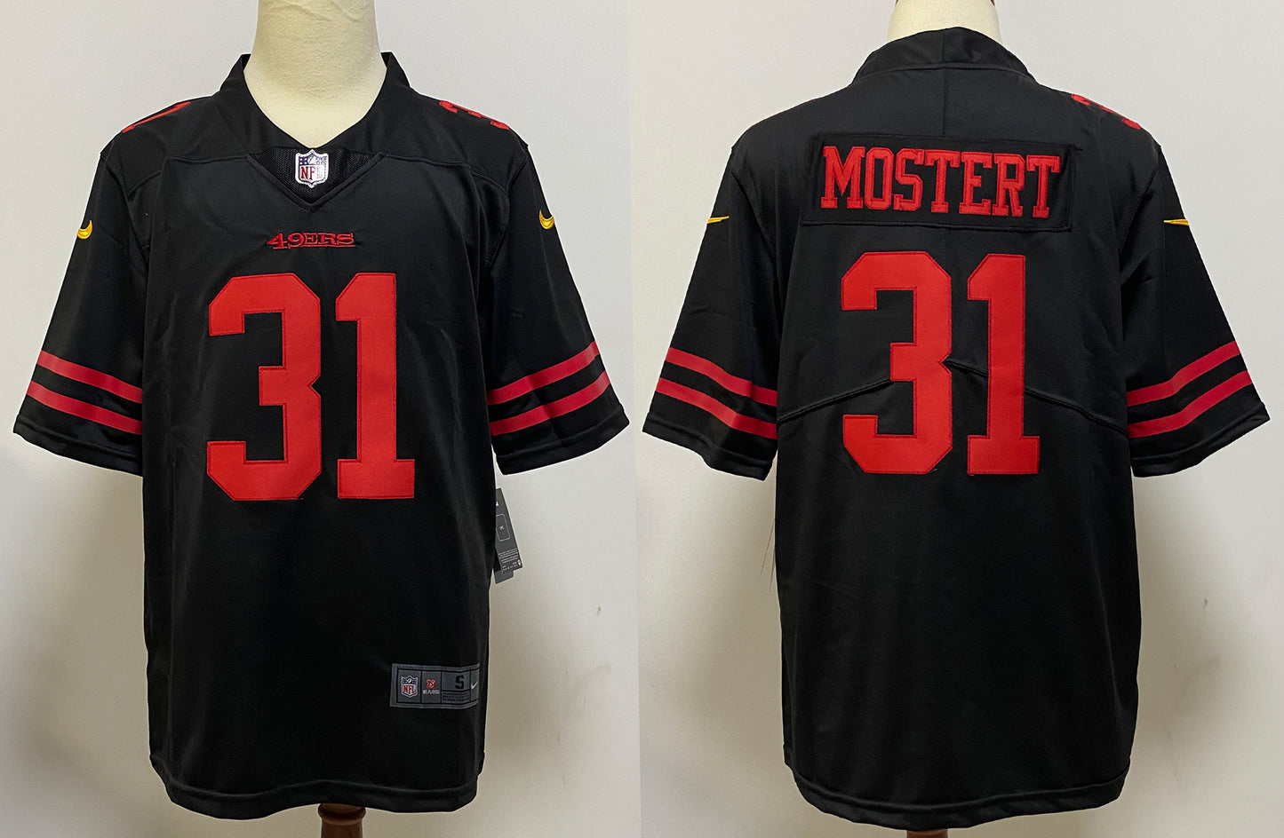 Men's San Francisco 49ers Raheem Mostert #31 Black Game Player Jersey1
