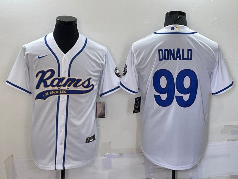Men's Los Angeles Rams Aaron Donald #99 White Game Jersey1 Joint Edition