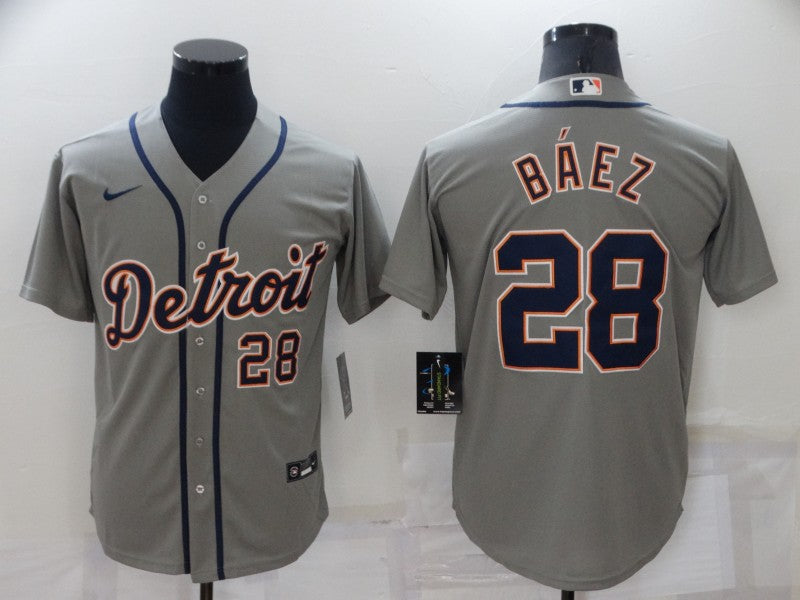 Men's Detroit Tigers Javier Baez #28 Gray Replica Baseball Jersey1