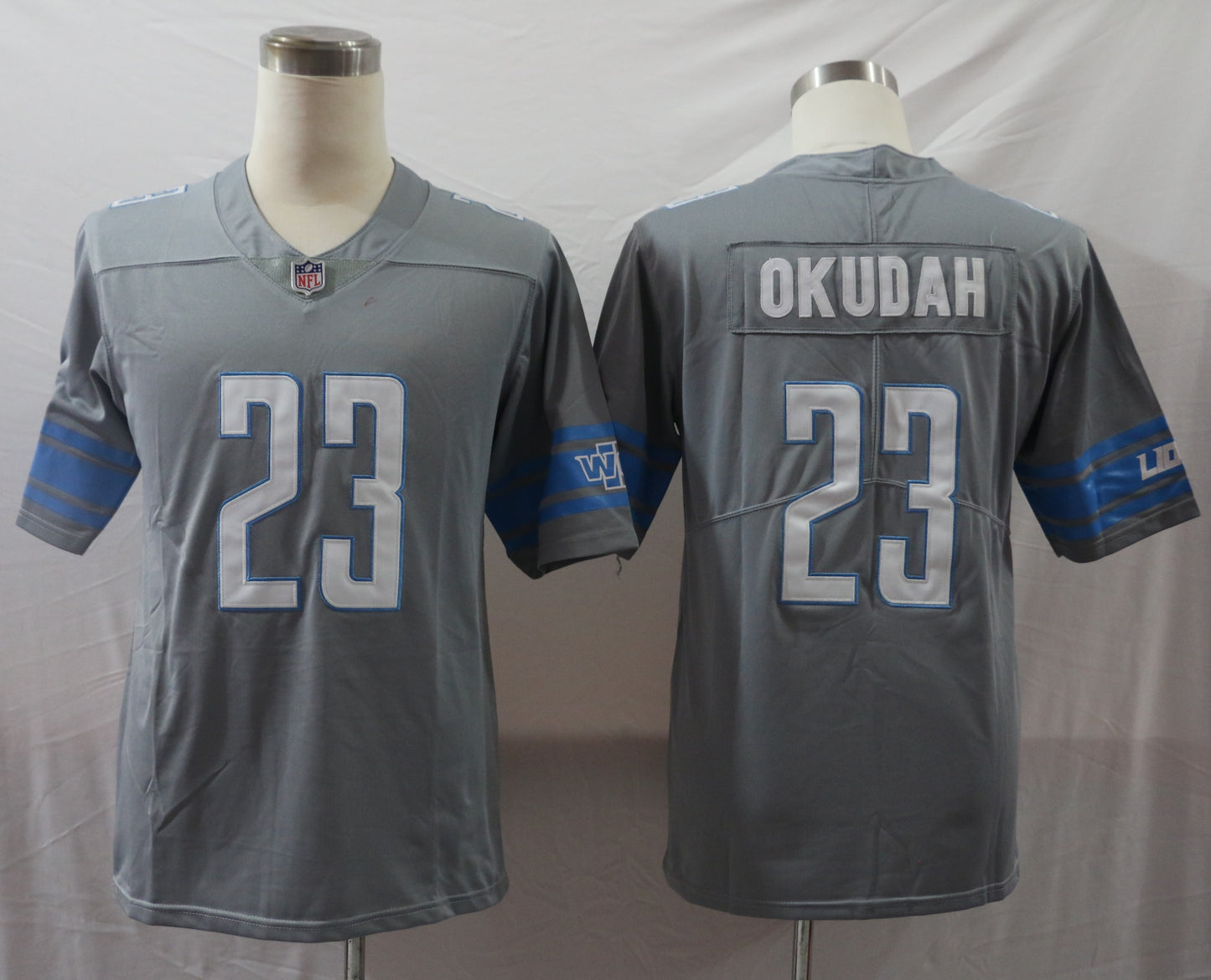 Men's Detroit Lions Jeff Okudah #23 Gray Game Jersey1
