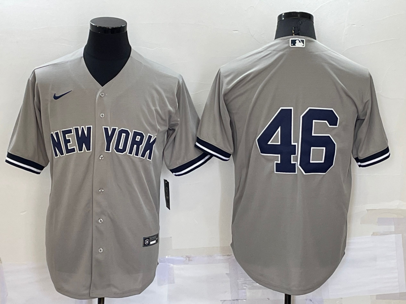 Men's New York Yankees Andy Pettitte #46 Gray Replica Player Name Jersey1
