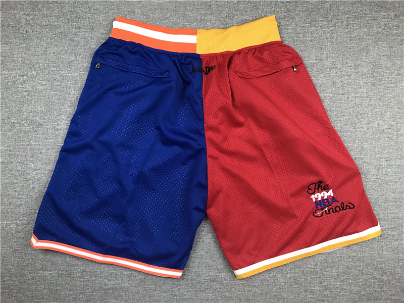 Men's Houston Rockets/New York Knicks Red/Blue Splicing Basketball Shorts1