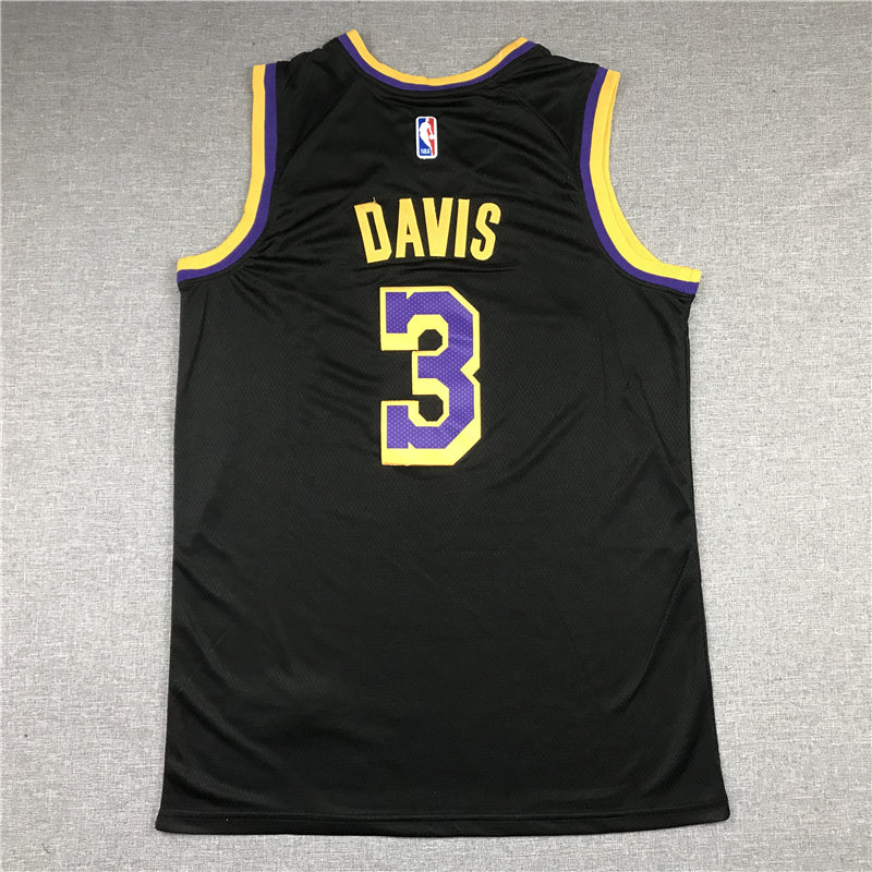 Men's Los Angeles Lakers Anthony Davis Black 2020/21 Swingman Player Jersey1