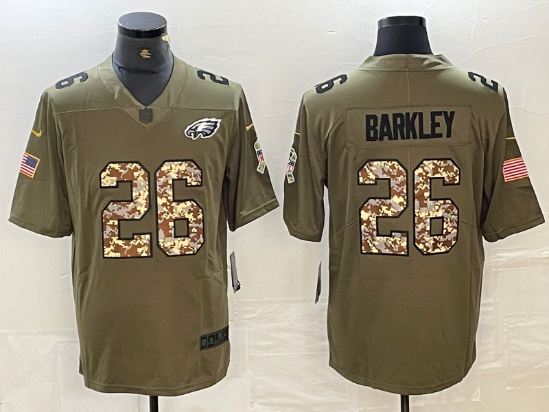 Men's Philadelphia Eagles Saquon Barkley #26 Olive Game Player Jersey1
