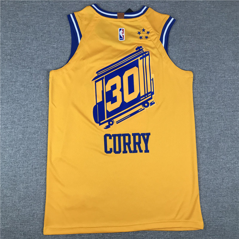 Men's Golden State Warriors Stephen Curry Gold Fast Break Team Replica Jersey1