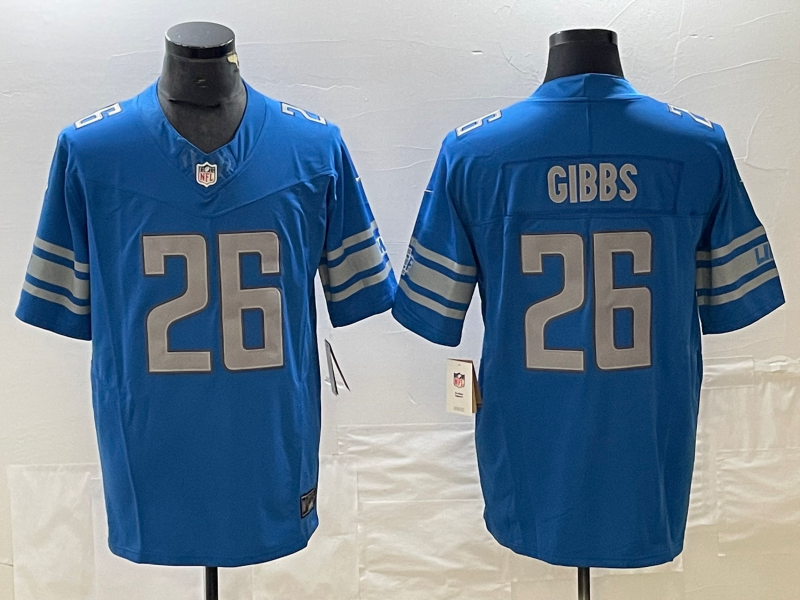 Men's Detroit Lions Jahmyr Gibbs #26 Blue Player Game Jersey1