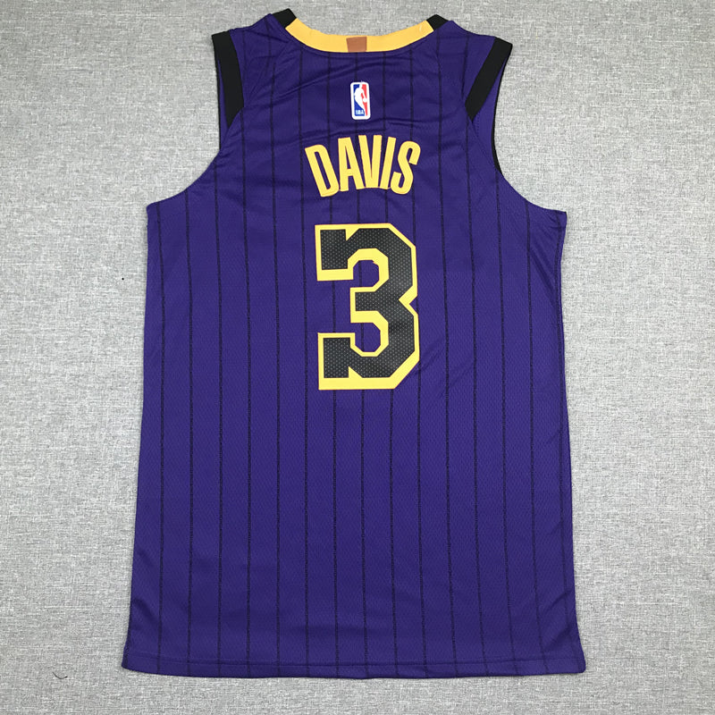Men's Los Angeles Lakers Anthony Davis Purple #3 NBA Swingman Jersey1