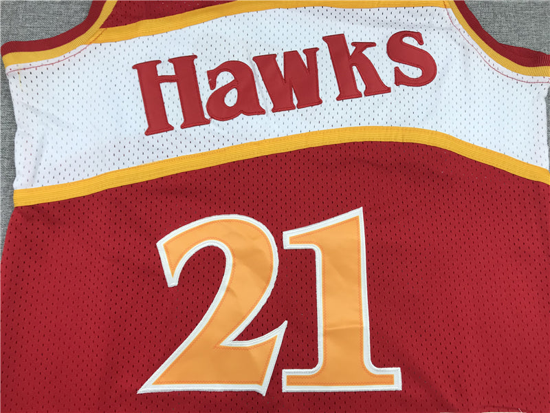 Men's Atlanta Hawks Dominique Wilkins 1986-87 Red Hardwood Classics Swingman Jersey1