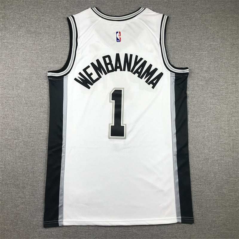 Men's San Antonio Spurs Victor Wembanyama #1 White 2022/23 Swingman Jersey1 - Association Edition