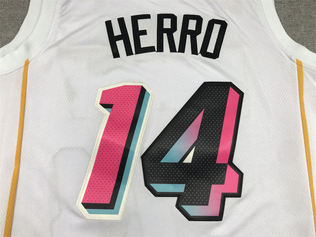 Men's Miami Heat Tyler Herro #14 White 2022/23 Fastbreak Jersey1 - City Edition