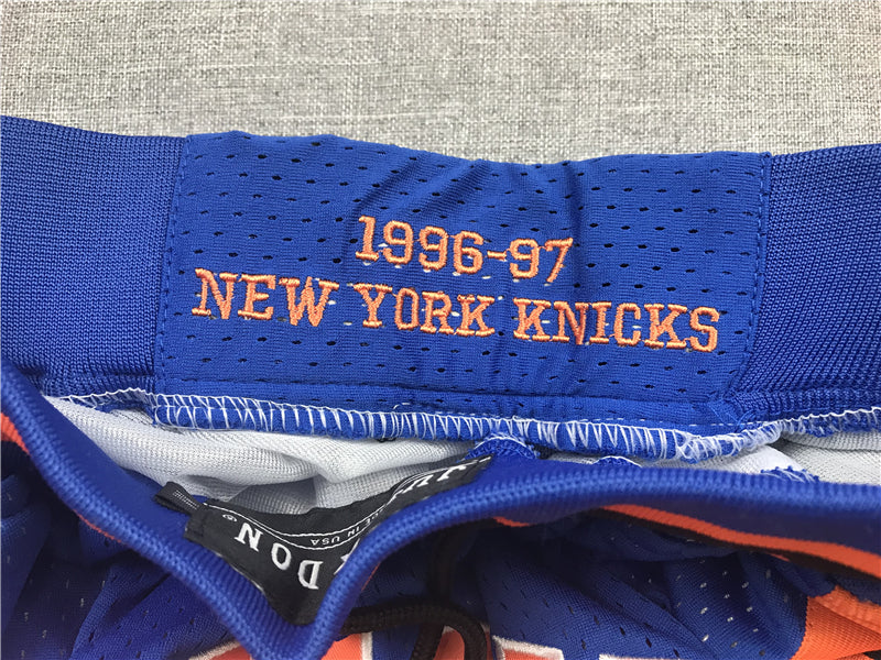 Men's New York Knicks Blue/Black Hardwood Classics 1996-97 Basketball Shorts1