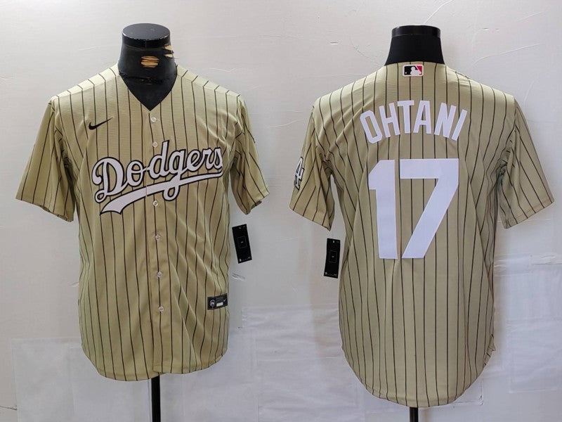 Men's Los Angeles Dodgers Shohei Ohtani #17 Gold Replica Player Jersey1