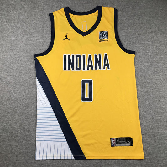 Men's Indiana Pacers Tyrese Haliburton #0 Gold Swingman Jersey1 - Statement Edition