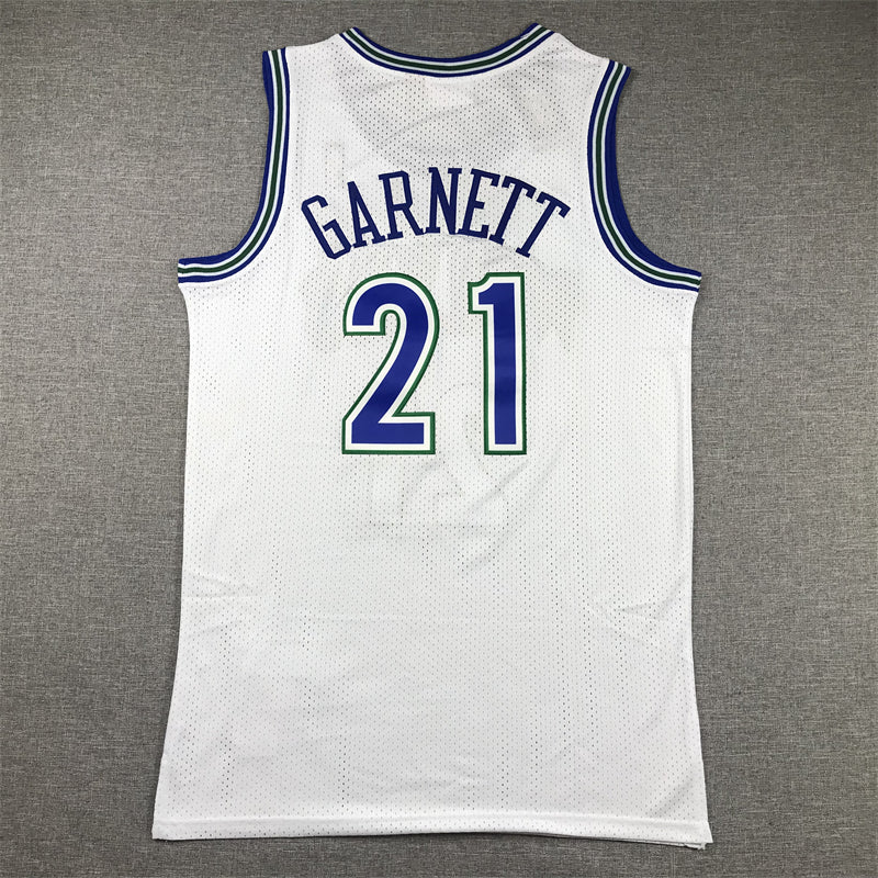 Men's Minnesota Timberwolves Kevin Garnett #21 White Hardwood Classics Swingman Jersey1