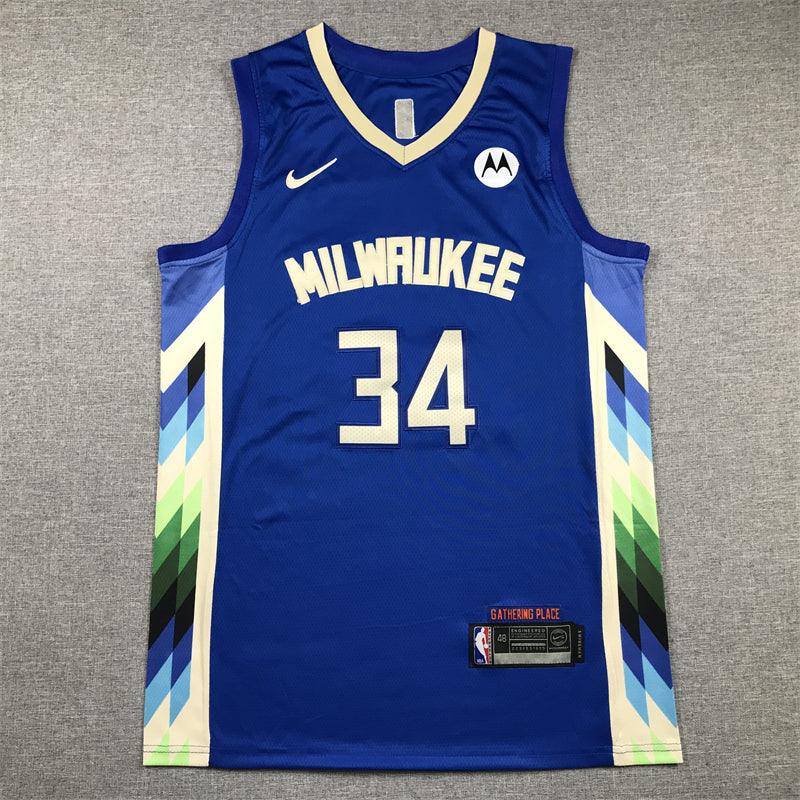 Men's Milwaukee Bucks Giannis Antetokounmpo #34 Royal 2022/23 Swingman Jersey1 - City Edition