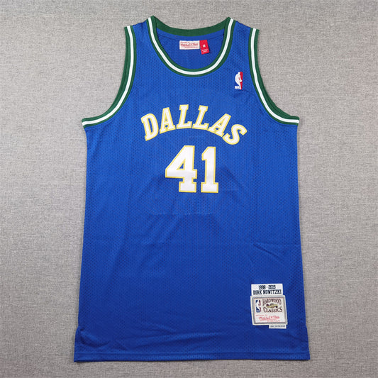 Men's Dallas Mavericks Dirk Nowitzki #41 Royal 1998-2019 Hardwood Classics Swingman Jersey1