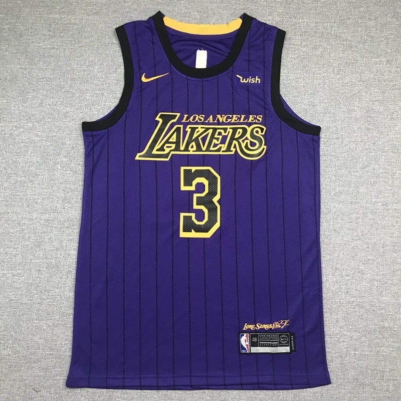 Men's Los Angeles Lakers Anthony Davis Purple #3 NBA Swingman Jersey1