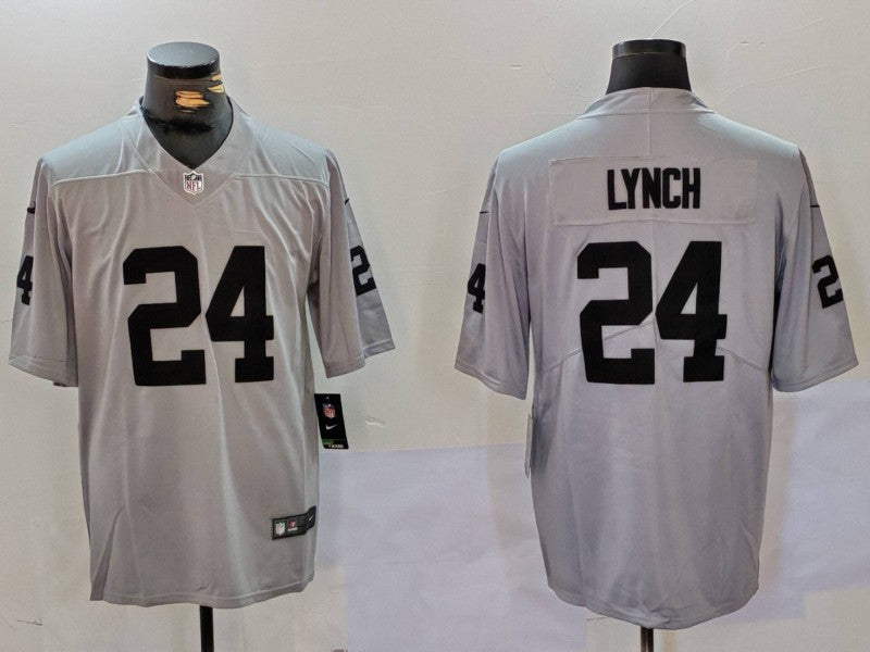 Men's Las Vegas Raiders Marshawn Lynch #24 Gray Player Game Jersey1