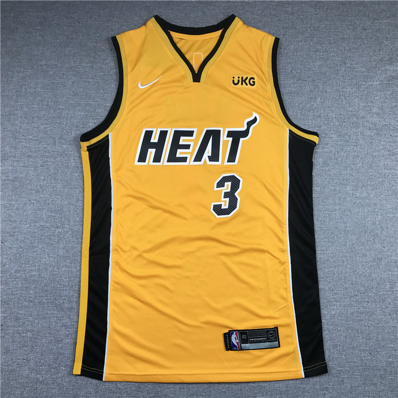 Men's Miami Heat Dwyane Wade #3 Gold 2020/21 Swingman Player Jersey1