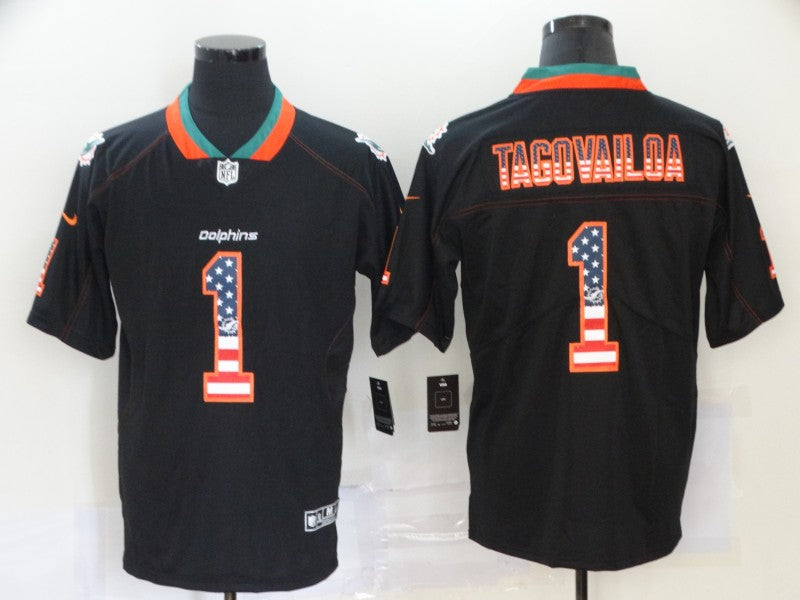 Men's Miami Dolphins Tua Tagovailoa #1 Black Alternate Game Jersey1