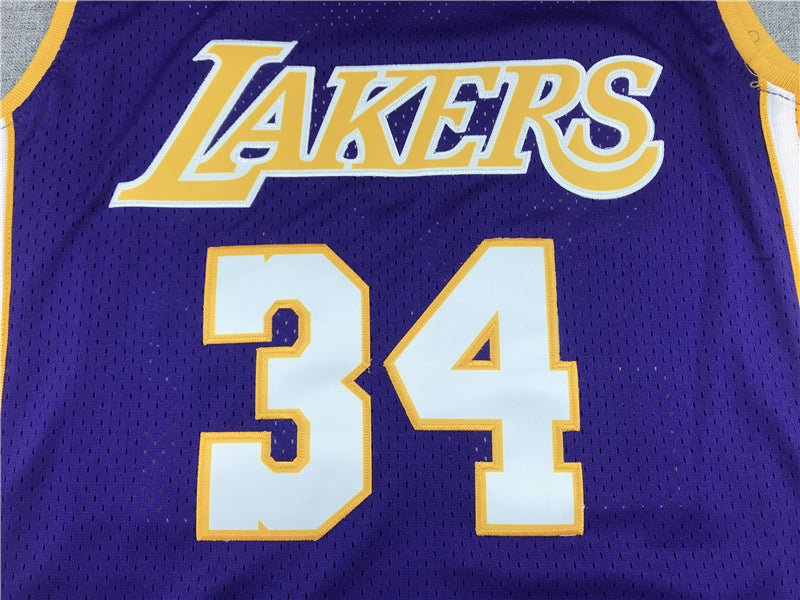 Men's Los Angeles Lakers Shaquille O'Neal #34 Purple 1999-00 Classics Jersey1