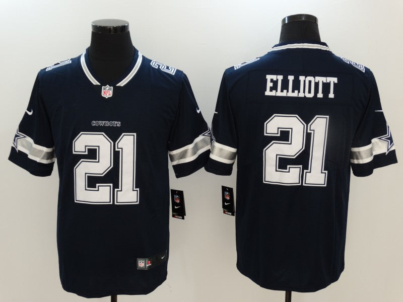 Men's Dallas Cowboys Ezekiel Elliott #21 Navy Game Player Jersey1