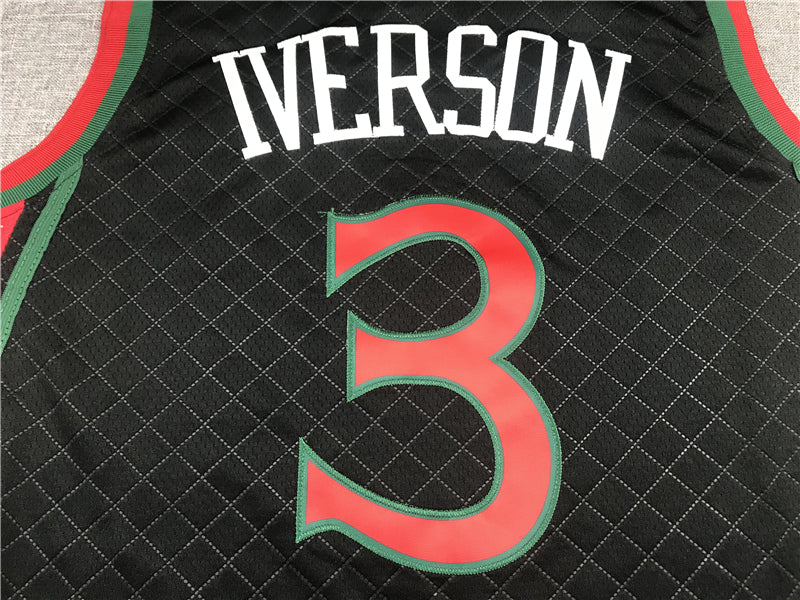 Men's Philadelphia 76ers Allen Iverson Black 1996-97 Hardwood Classics Jersey1