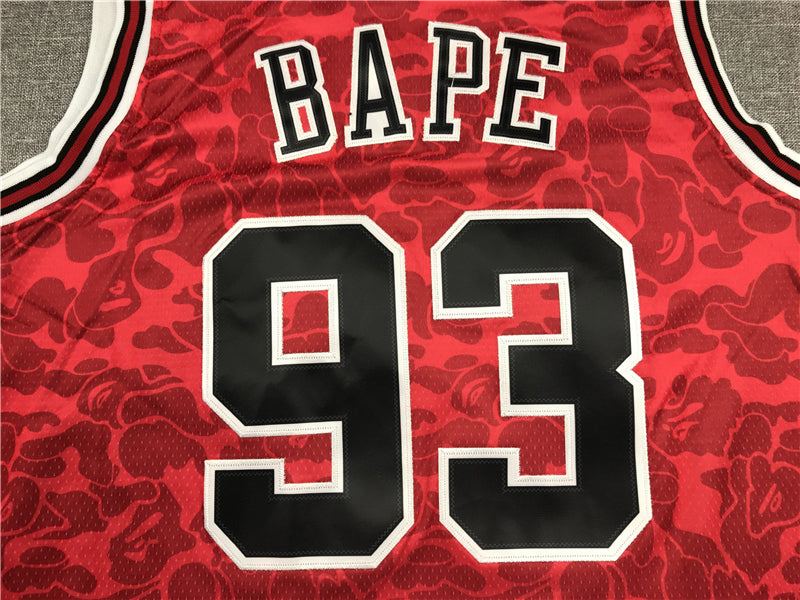 Men's Chicago Bulls Bape #93 Red 1997-98 Hardwood Classics Authentic Jersey1