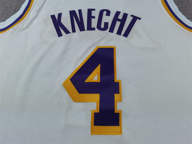 Men's Los Angeles Lakers Dalton Knecht #4 White Swingman Jersey1 - Association Edition