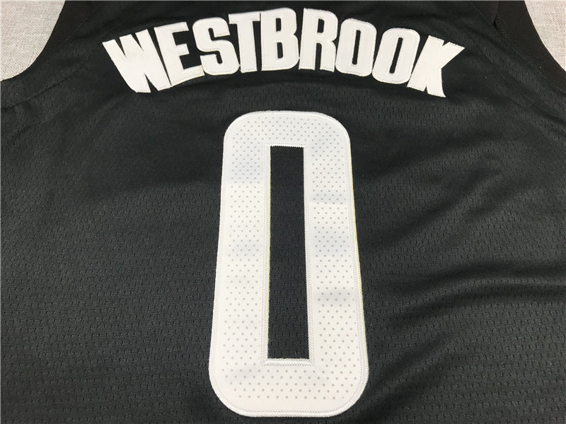 Men's Houston Rockets Russell Westbrook #0 NBA Black Classics Swingman Jersey1