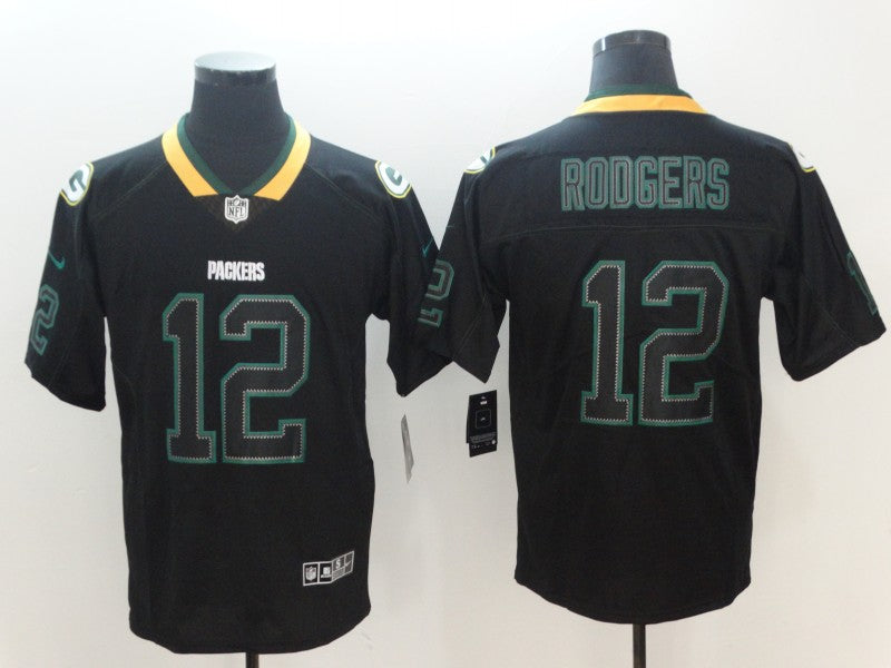 Men's Green Bay Packers Aaron Rodgers #12 Black Player Jersey1
