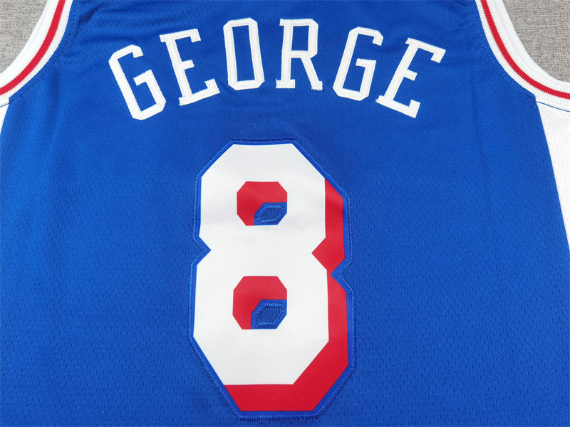 Men's Philadelphia 76ers Paul George #8 Royal Swingman Jersey1 - Icon Edition