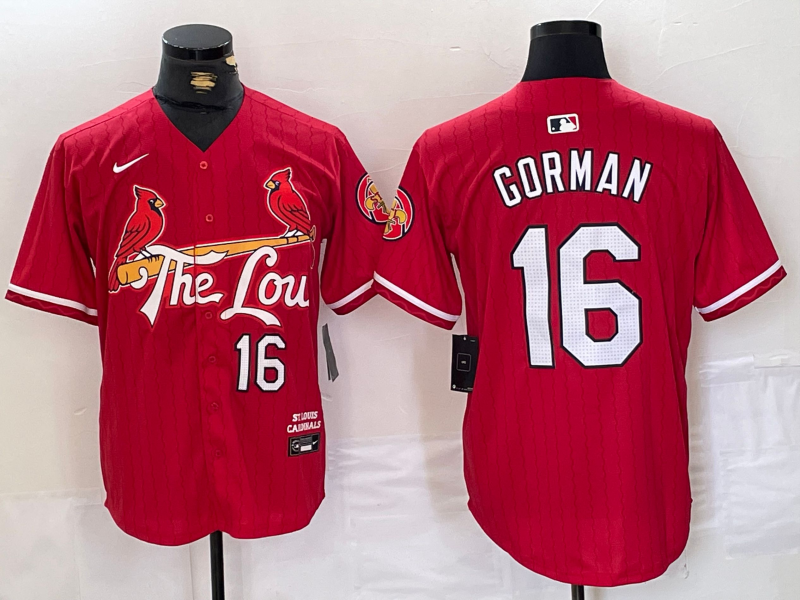 Men's St. Louis Cardinals Nolan Gorman #16 Red 2024 City Connect Limited Player Jersey1