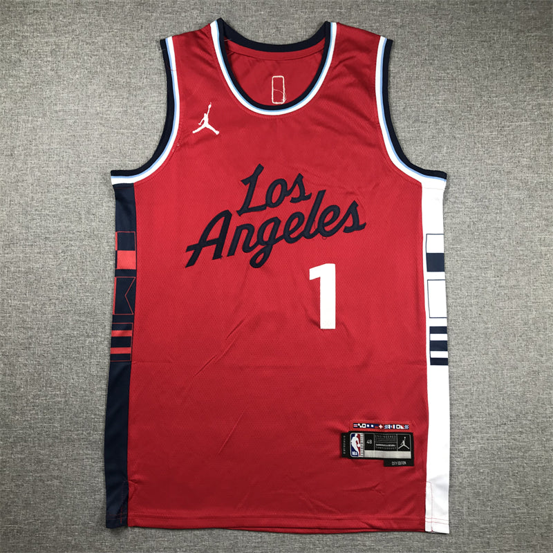 Men's LA Clippers James Harden #1 Red Swingman Player Jersey1