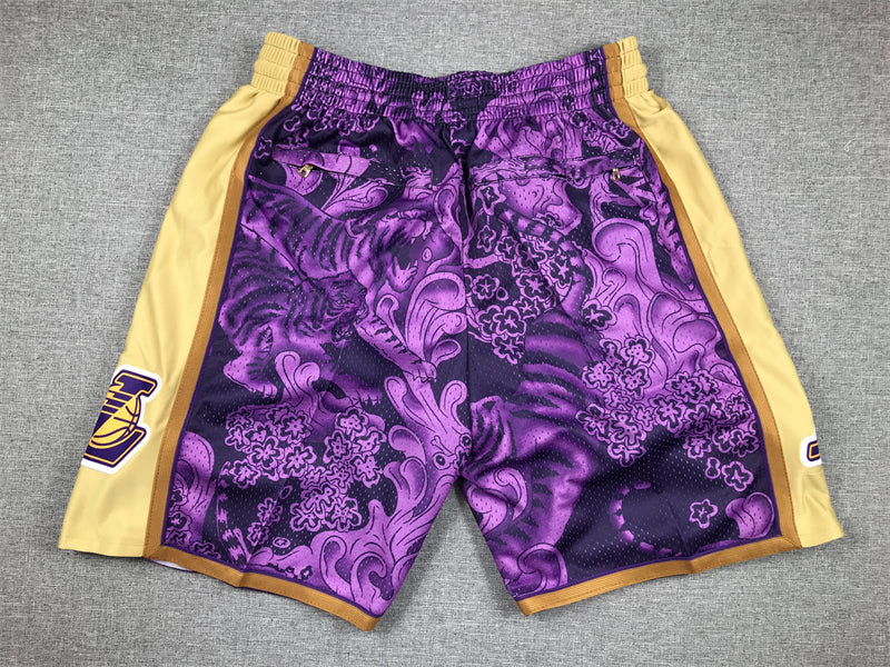 Men's Los Angeles Lakers Purple Year of the Tiger Edition Pocket Shorts1