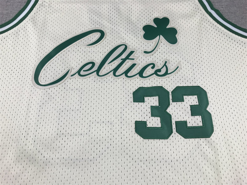 Men's Boston Celtics Larry Bird #33 Cream Hardwood Classics Swingman Jersey1