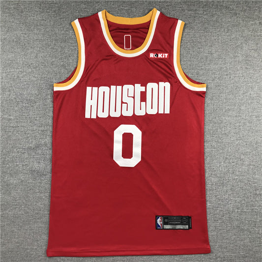 Men's Houston Rockets Russell Westbrook #0 NBA Classics Swingman Jersey1 - Retro Red