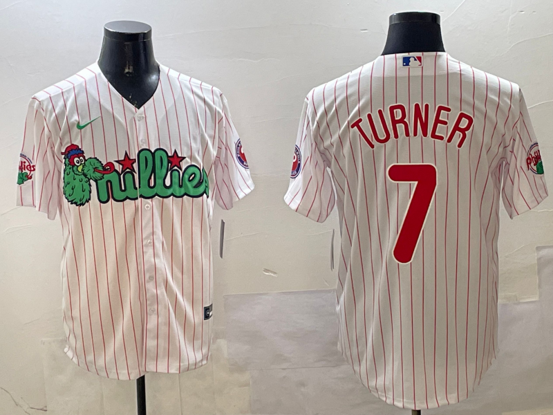 Men's Philadelphia Phillies Trea Turner #7 White Replica Team Jersey1
