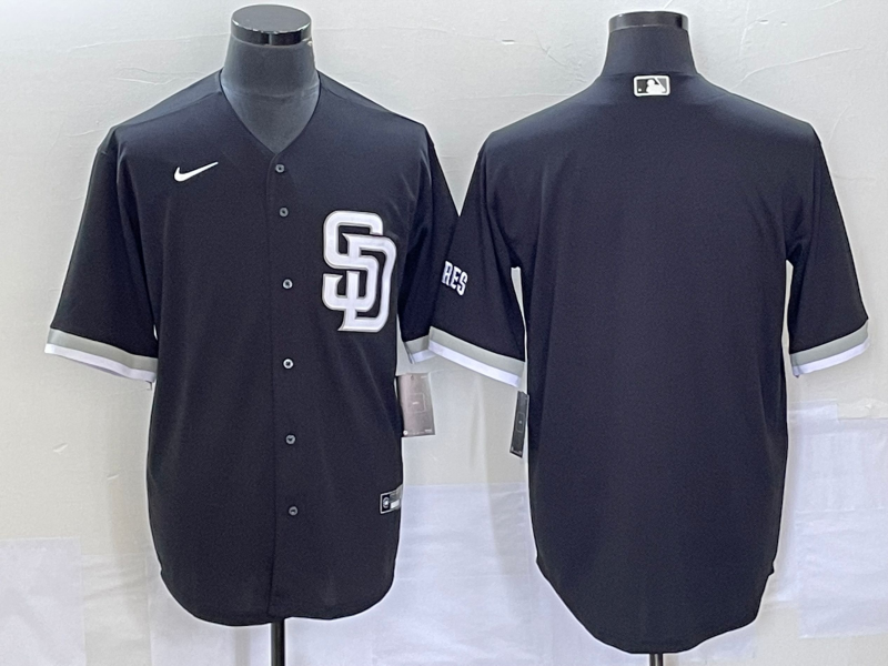 Men's San Diego Padres Black Replica Blank Jersey1