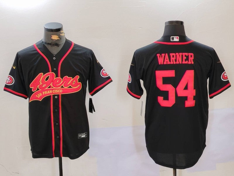 Men's San Francisco 49ers Fred Warner #54 Black Player Jersey1